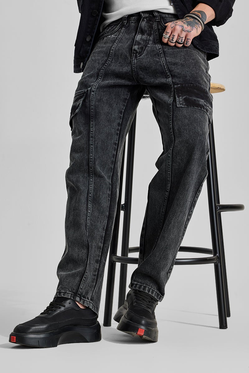 SNITCH Charcoal Grey Regular Fit Jeans - Image 1